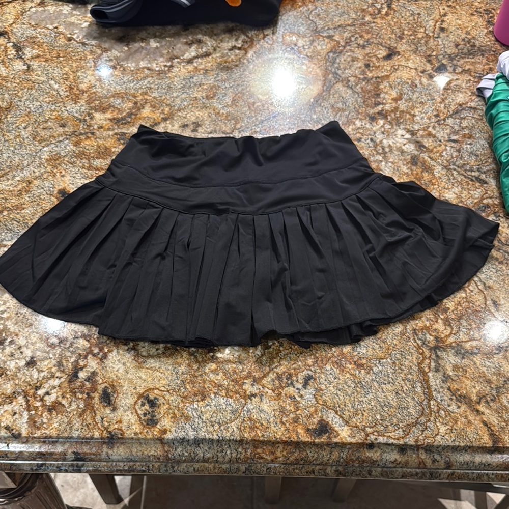 Black Mini Skater Skirt with Pleats